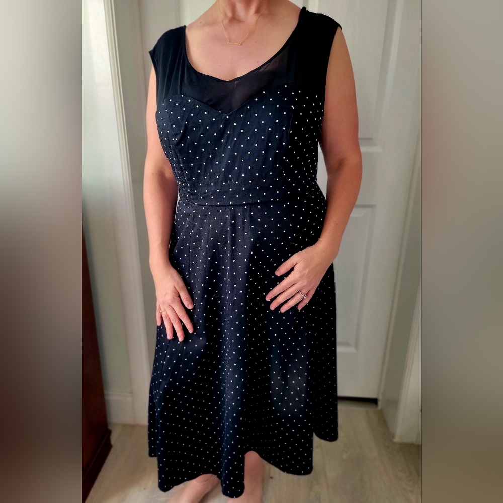 Torrid Black and White Polka Dot Midi Dress